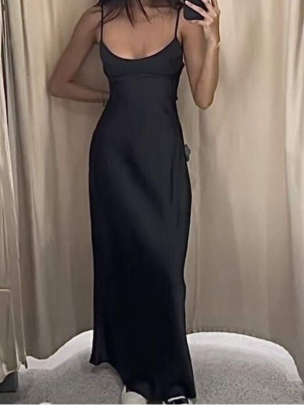 Zara Black satin Dress with Spaghetti Straps & open back never worn size small